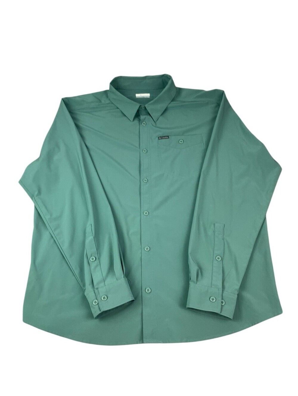 Columbia PFG Slack Tide Camp Shirt Long Sleeves Green, Men's Size 2XL
